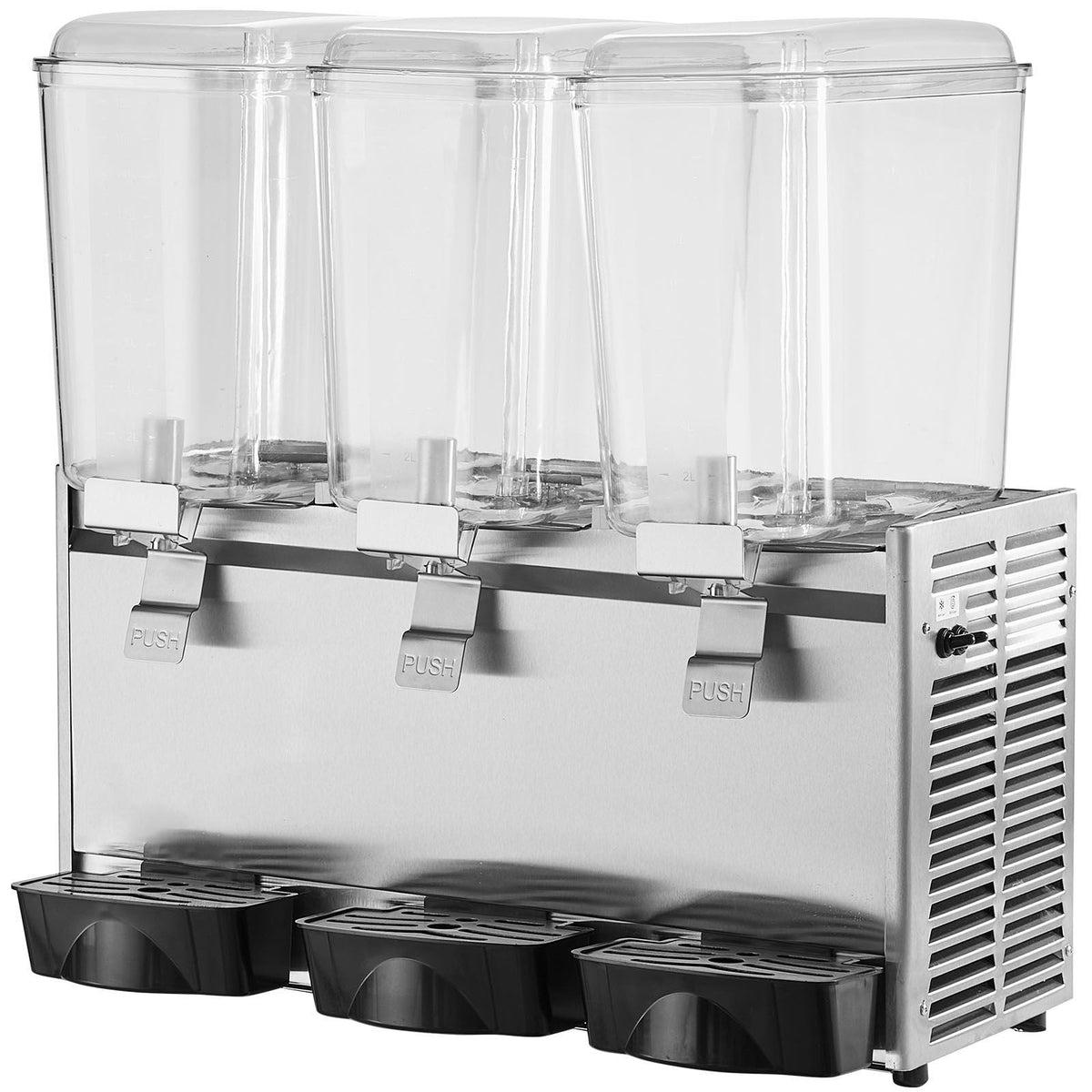 Commercial Beverage Dispenser, 20.4 Qt 18L 3 Tanks Ice Tea Drink Machine, 680W 304 Stainless Steel Juice Dispenser with 41-53.6Fahrenheit Thermostat Controller, for Cold Drink Restaurant Hotel
