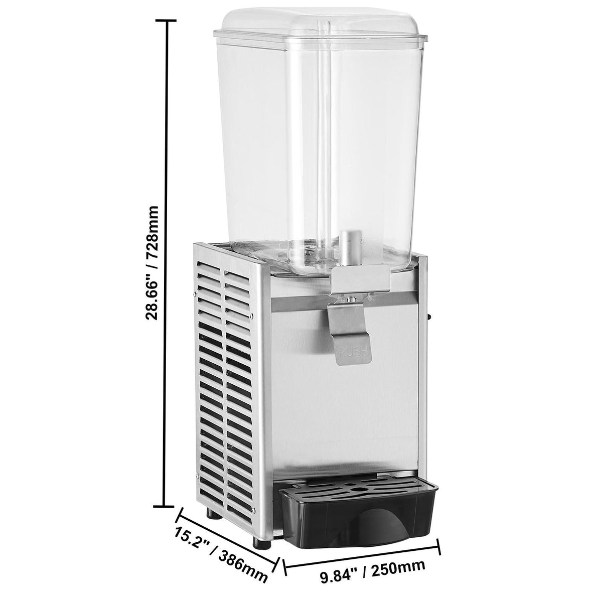 Commercial Beverage Dispenser, 20.4 Qt 18L Single Tank Ice Tea Drink Machine, 325W 304 Stainless Steel Juice Dispenser with 41-53.6 F Thermostat Controller, for Cold Drink Restaurant Hotel Party