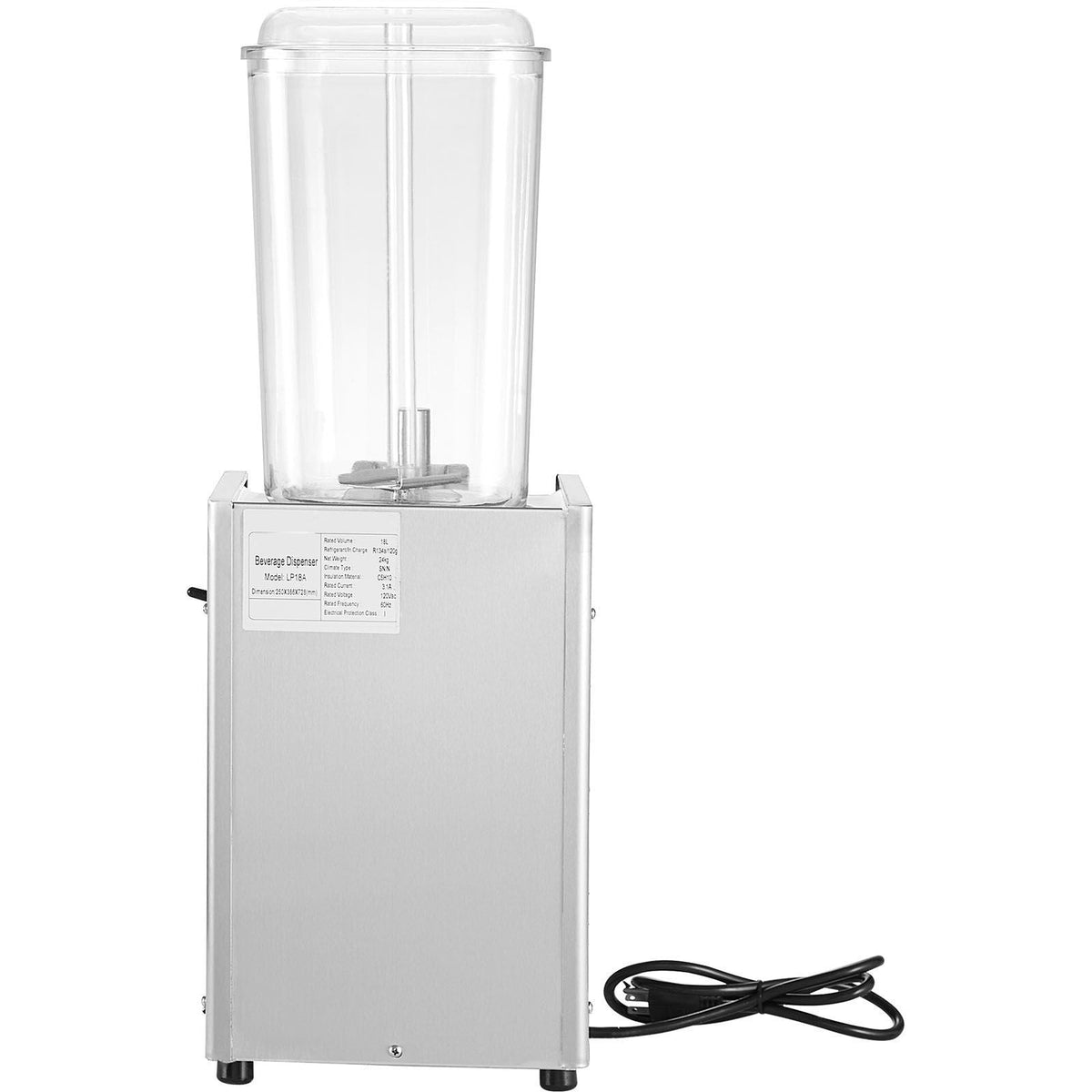 Commercial Beverage Dispenser, 20.4 Qt 18L Single Tank Ice Tea Drink Machine, 325W 304 Stainless Steel Juice Dispenser with 41-53.6 F Thermostat Controller, for Cold Drink Restaurant Hotel Party