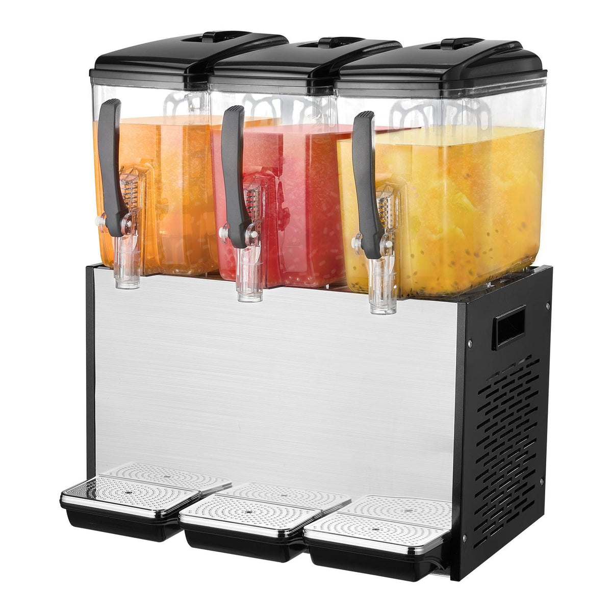 Commercial Beverage Dispenser, 3 Tanks 12 L / 12.7 QT Per Tank Juice Dispenser, 370W Stainless Steel Ice Tea Drink Machine with 45 Fahrenheit -54 Fahrenheit Cooling Temperature