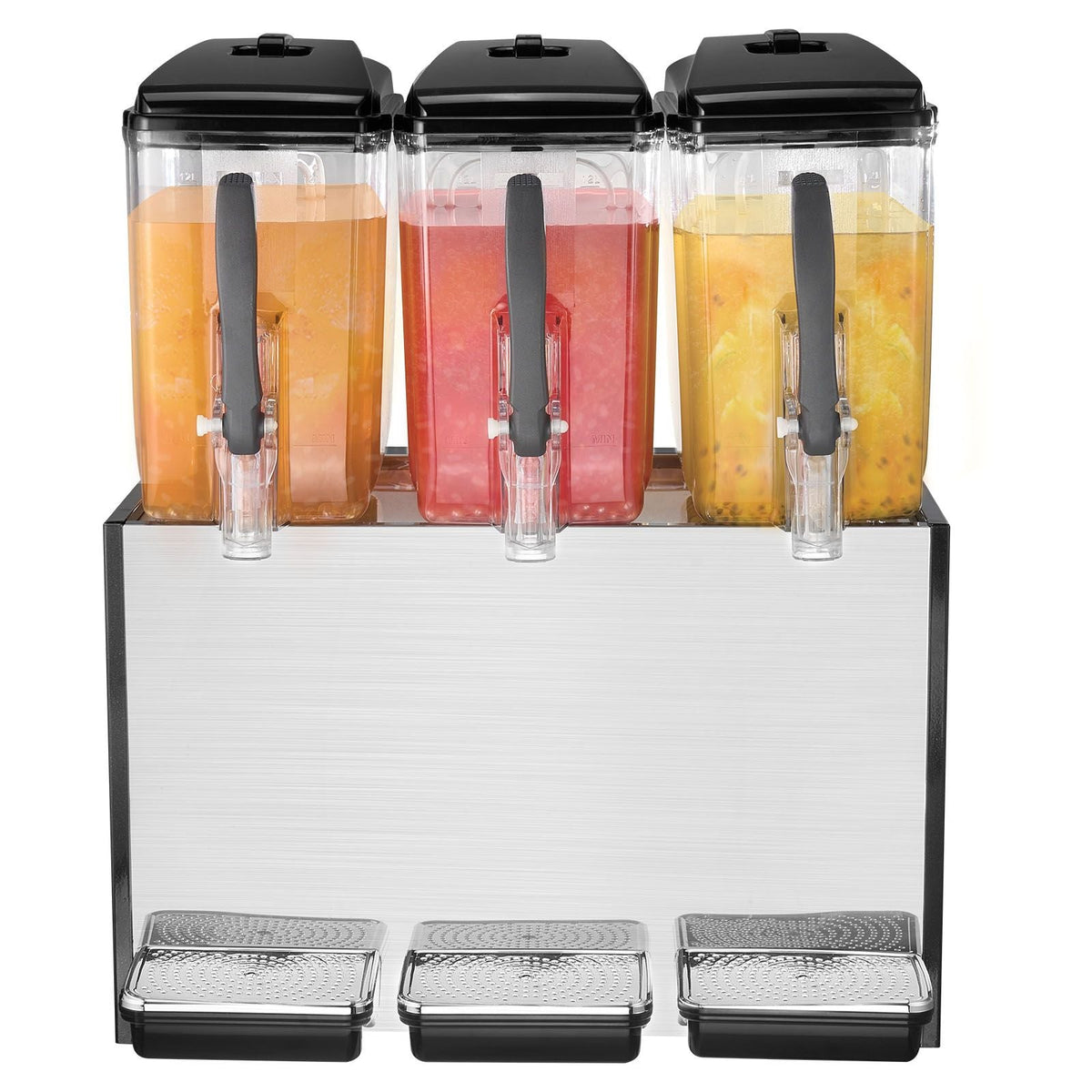 Commercial Beverage Dispenser, 3 Tanks 12 L / 12.7 QT Per Tank Juice Dispenser, 370W Stainless Steel Ice Tea Drink Machine with 45 Fahrenheit -54 Fahrenheit Cooling Temperature