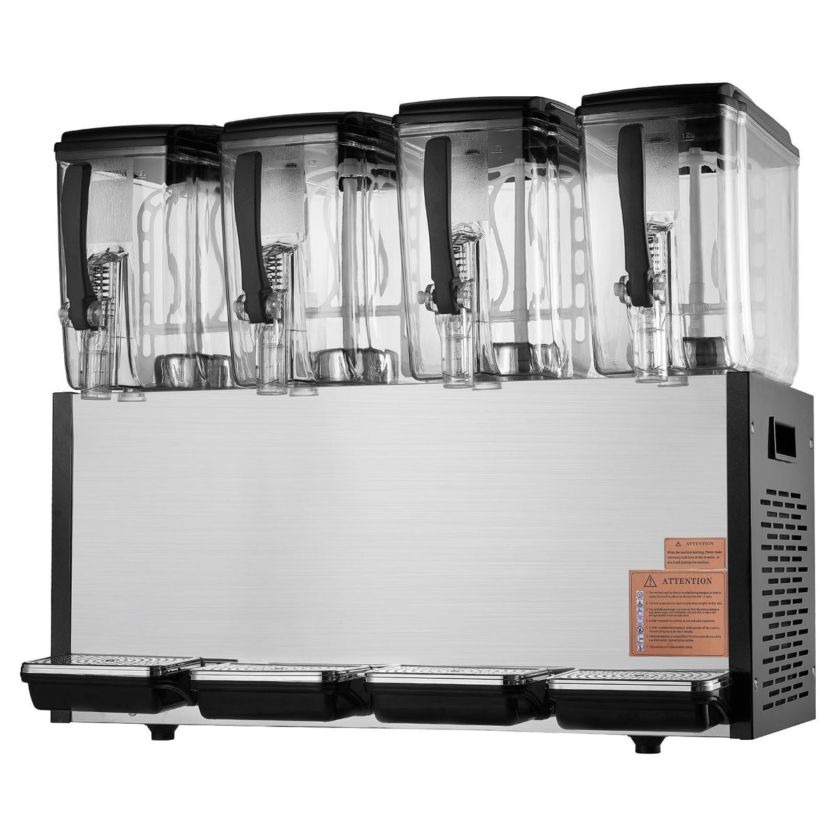 Commercial Beverage Dispenser, 4 Tanks 12 L / 12.7 QT Per Tank Juice Dispenser, 510W Stainless Steel Ice Tea Drink Machine with 45 Fahrenheit -54 Fahrenheit Cooling Temperature