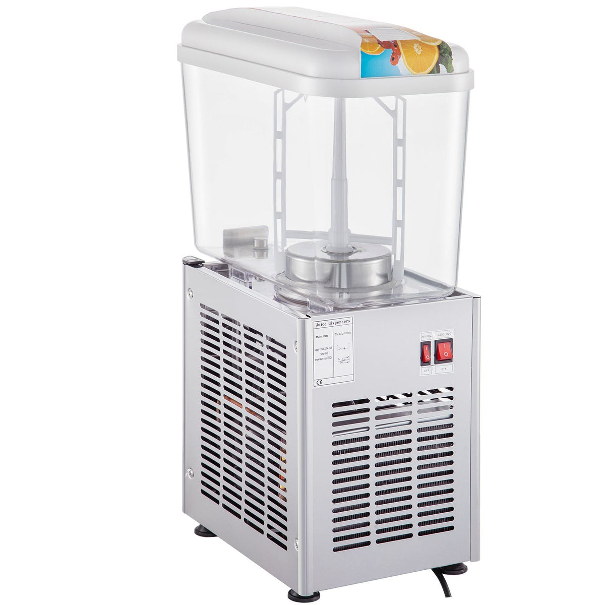 Commercial Beverage Dispenser, 4.8 Gallon 1 Tank Cold Beverage Dispenser, 200W Food Grade Material Stainless Steel Commercial Juice Dispenser With Thermostat Controller for Cold Drink