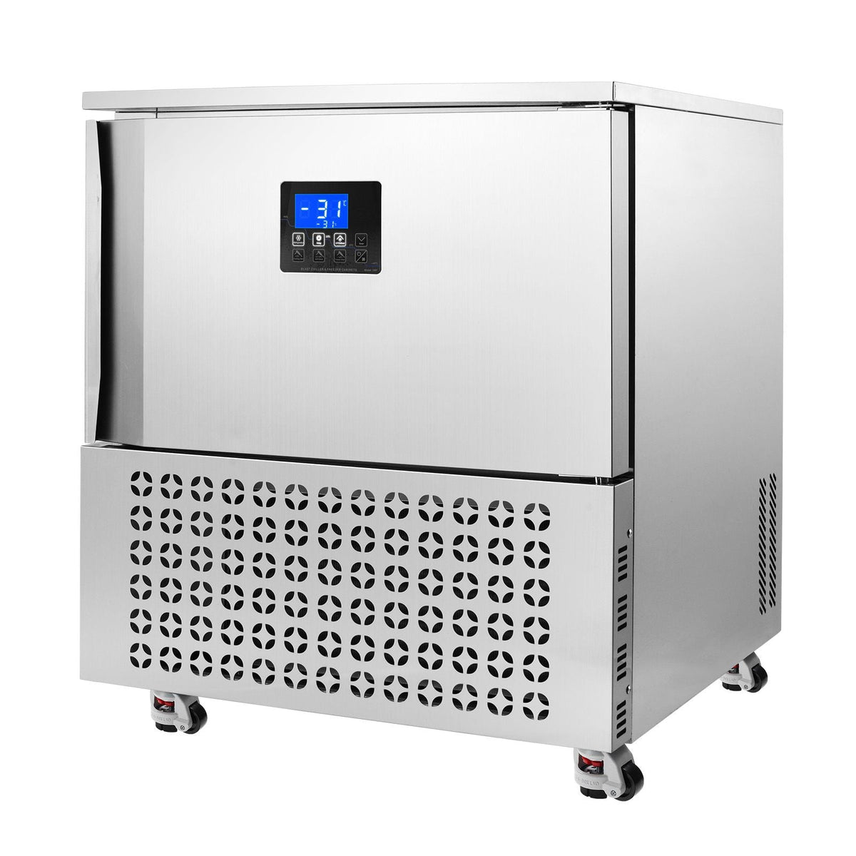 Commercial Blast Freezer, 114 L / 4 Cu.ft Blast Chiller with 5 Trays, Blast Chiller Freezer Chest with 4 Freezing Modes, Stainless Steel Food Blast Freezer with Casters for Restaurant, Seafood