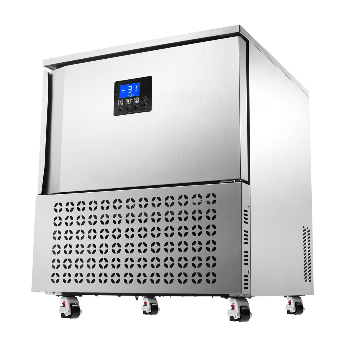 Commercial Blast Freezer, 114 L / 4 Cu.ft Blast Chiller with 5 Trays, Blast Chiller Freezer Chest with 4 Freezing Modes, Stainless Steel Food Blast Freezer with Casters for Restaurant, Seafood