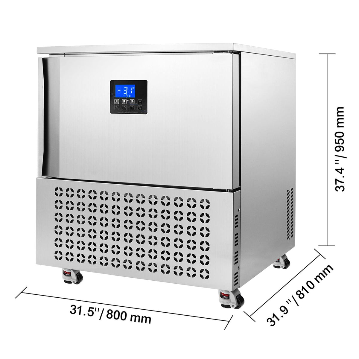 Commercial Blast Freezer, 114 L / 4 Cu.ft Blast Chiller with 5 Trays, Blast Chiller Freezer Chest with 4 Freezing Modes, Stainless Steel Food Blast Freezer with Casters for Restaurant, Seafood