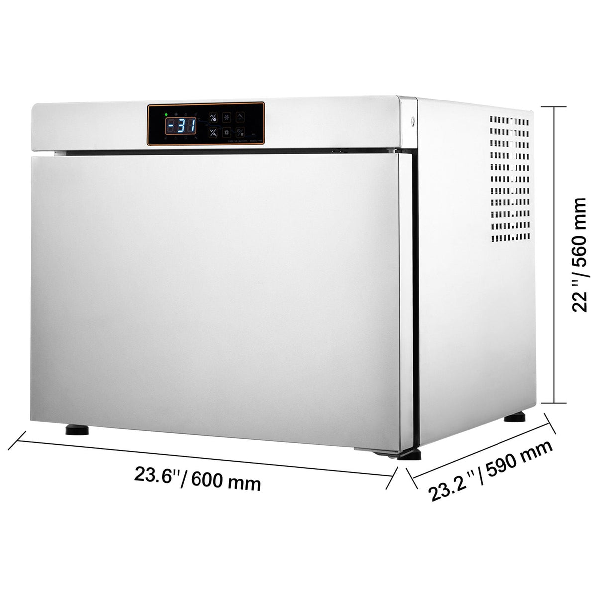 Commercial Blast Freezer, 32 L / 1.1 Cu.ft Blast Chiller with 4 1/3 Trays, Blast Chiller Freezer Chest with Cooling & Freezing Modes, Stainless Steel Food Blast Freezer for Restaurant, Seafood