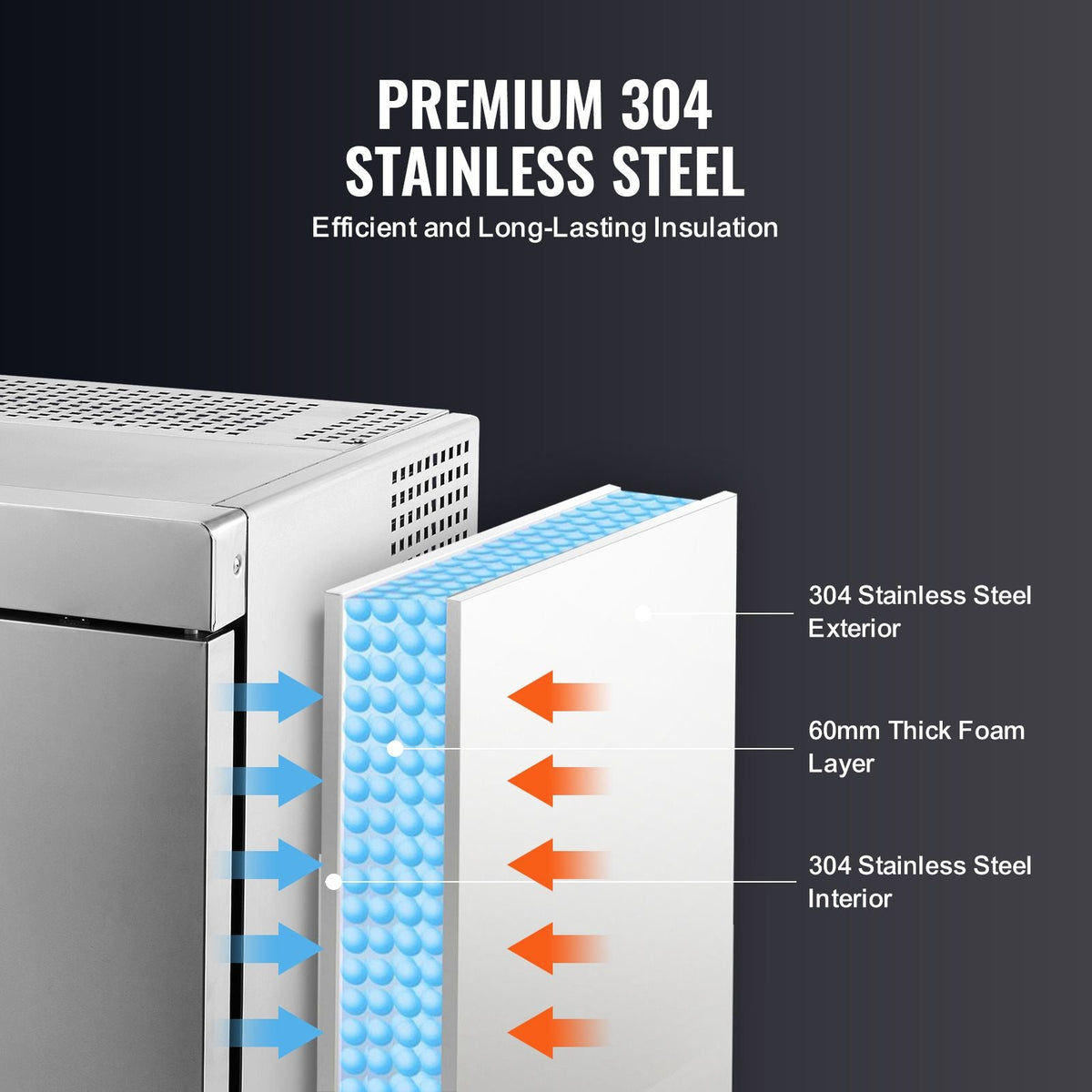 Commercial Blast Freezer, 32 L / 1.1 Cu.ft Blast Chiller with 4 1/3 Trays, Blast Chiller Freezer Chest with Cooling & Freezing Modes, Stainless Steel Food Blast Freezer for Restaurant, Seafood