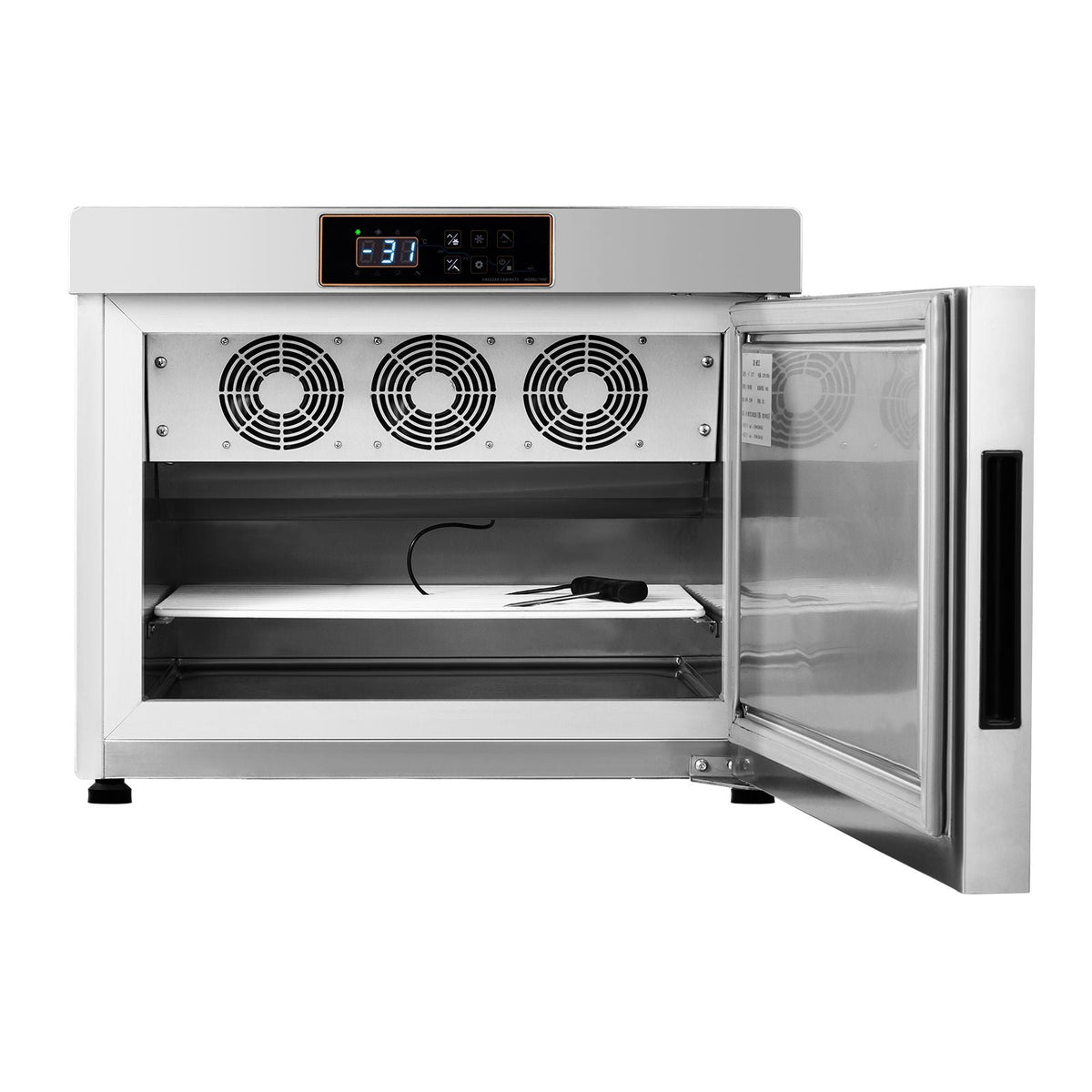 Commercial Blast Freezer, 32 L / 1.1 Cu.ft Blast Chiller with 4 1/3 Trays, Blast Chiller Freezer Chest with Cooling & Freezing Modes, Stainless Steel Food Blast Freezer for Restaurant, Seafood