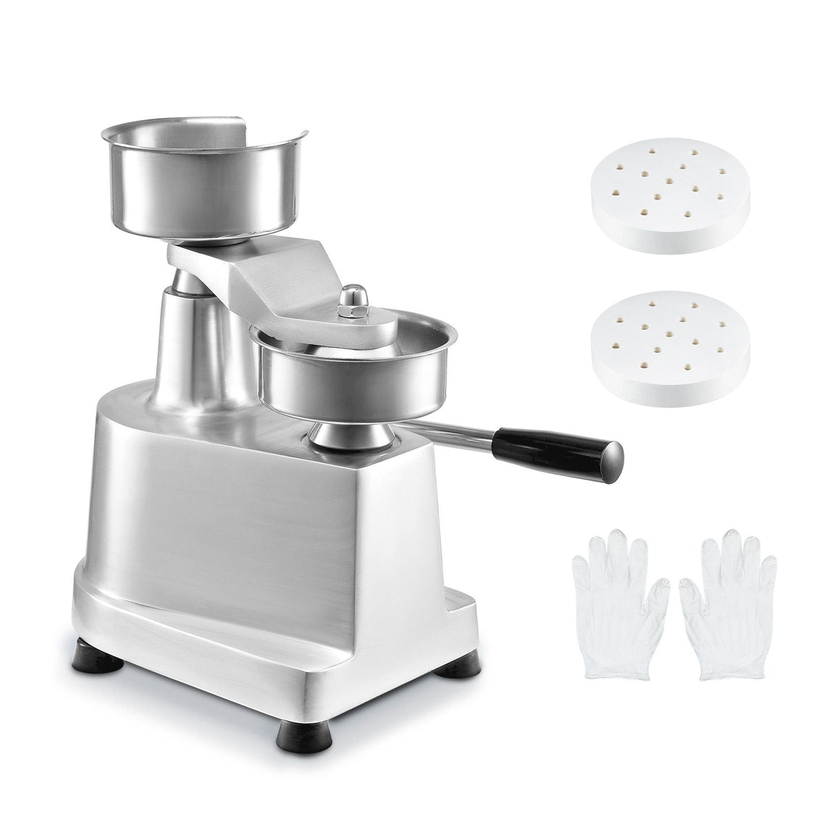 Commercial Burger Patty Maker, 130mm/5inch Hamburger Beef Patty Maker, Heavy Duty Food-Grade Stainless Steel Bowl Burger Press Machine, Kitchen Meat Forming Processor with 1000 Pcs Patty Papers