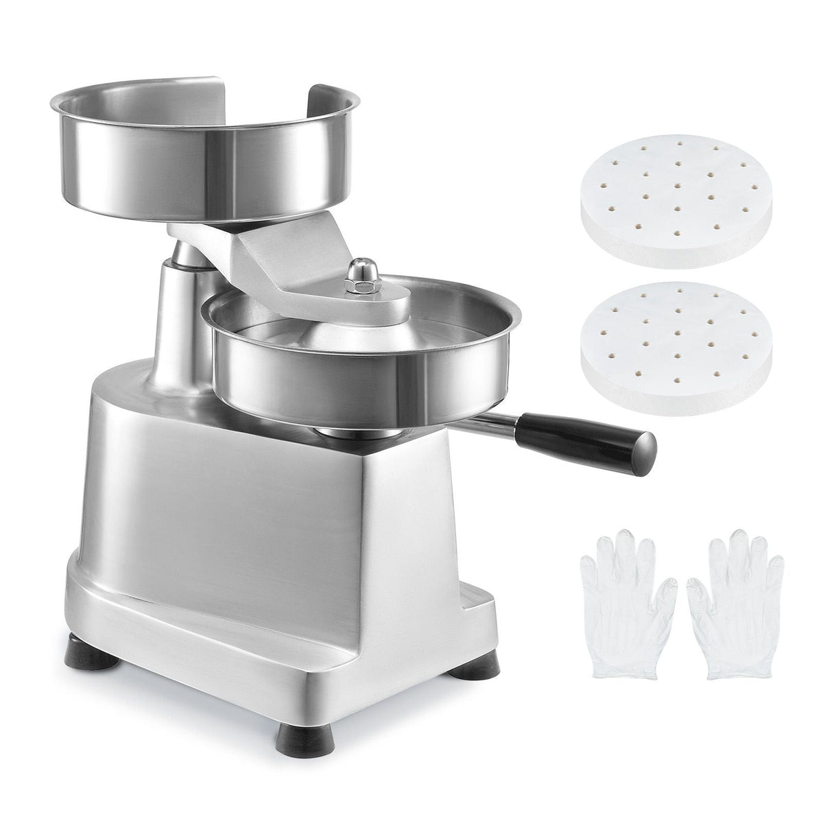 Commercial Burger Patty Maker, 150mm/6inch Hamburger Beef Patty Maker, Heavy Duty Food-Grade Stainless Steel Bowl Burger Press Machine, Kitchen Meat Forming Processor with 1000 Pcs Patty Papers