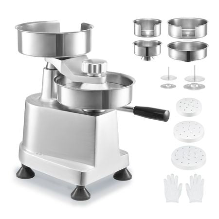 Commercial Burger Patty Maker, Hamburger Beef Patty Maker with 3 Convertible Mold(4/5/6-inch), Heavy Duty Stainless Steel Burger Press Machine, Meat Forming Processor with 1500 Pcs Patty Papers