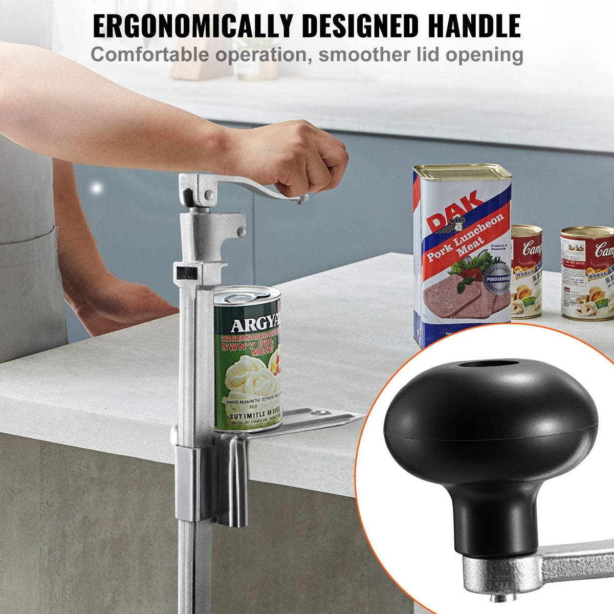 Commercial Can Opener, Heavy-Duty Manual Tabletop Cans Opener for Cans Up to 11.8 in Height, Height-Adjustable Professional Can Openers Fixed with Screws, for Restaurant, Hotel, and Food Store
