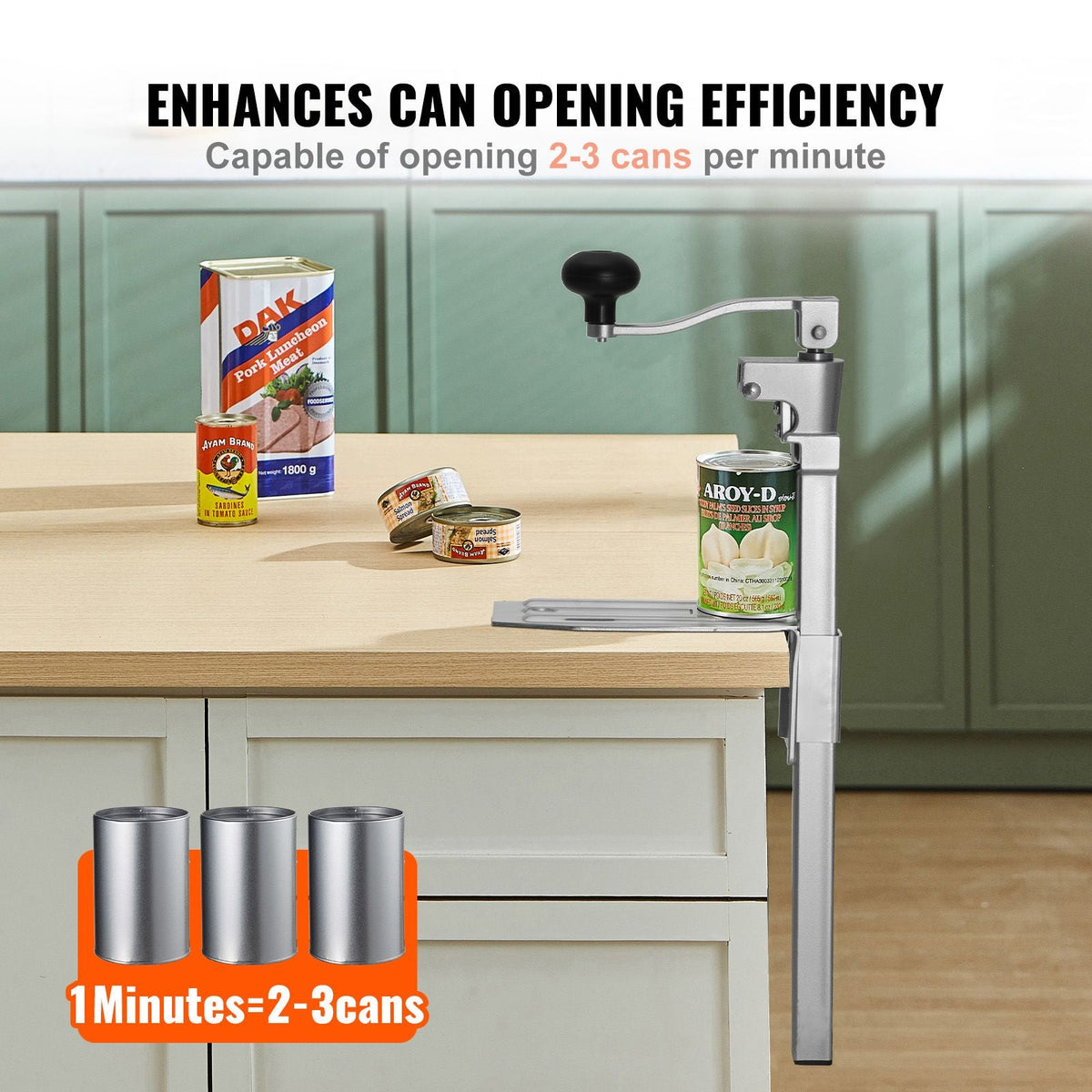 Commercial Can Opener, Heavy-Duty Manual Tabletop Cans Opener for Cans Up to 11.8 in Height, Height-Adjustable Professional Can Openers with Stainless Steel Blade, for Restaurant & Food Store