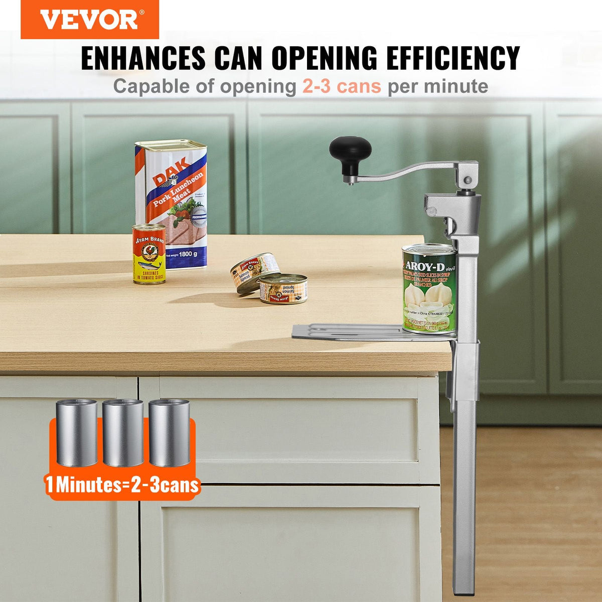 Commercial Can Opener, Heavy-Duty Manual Tabletop Cans Opener for Cans Up to 15.75 in Height, Height-Adjustable Professional Can Openers Fixed with Screws, for Restaurant, Hotel, and Food Store