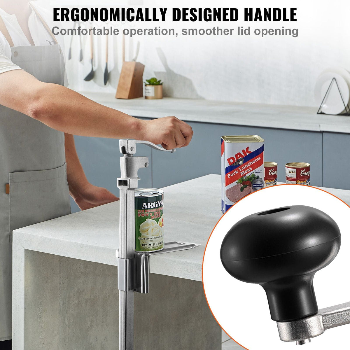 Commercial Can Opener, Heavy-Duty Manual Tabletop Cans Opener for Cans Up to 15.75 in Height, Height-Adjustable Professional Can Openers Fixed with Screws, for Restaurant, Hotel, and Food Store