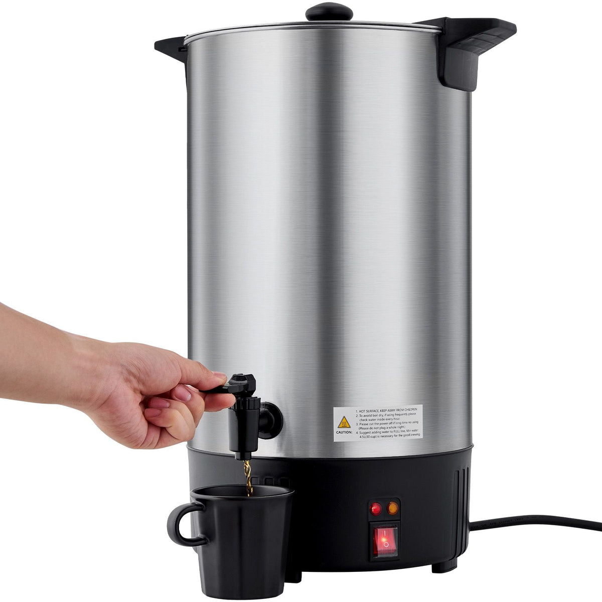Commercial Coffee Urn, 100 Cup 15 L Hot Beverage Dispenser with Dripless Faucet, Quick-Brewing Stainless Steel Large Commercial Coffee Maker, for Catering, Business, Party, Church & Restaurant