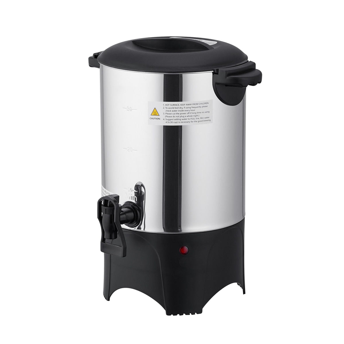 Commercial Coffee Urn, 30 Cup 4.5 L Hot Beverage Dispenser with Dripless Faucet, Quick-Brewing Commercial Coffee Maker with Stainless Steel Liner, for Catering, Business, Church & Restaurant