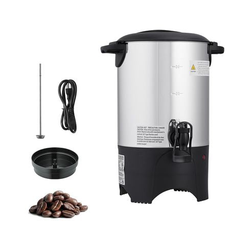 Commercial Coffee Urn, 30 Cup 4.5 L Hot Beverage Dispenser with Dripless Faucet, Quick-Brewing Commercial Coffee Maker with Stainless Steel Liner, for Catering, Business, Church & Restaurant