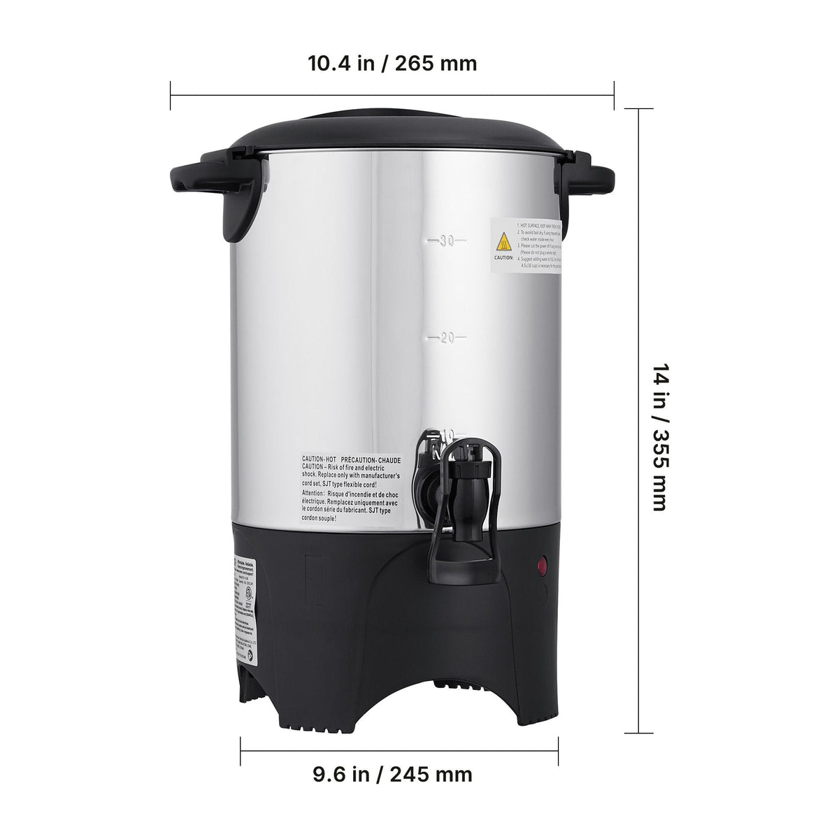 Commercial Coffee Urn, 30 Cup 4.5 L Hot Beverage Dispenser with Dripless Faucet, Quick-Brewing Commercial Coffee Maker with Stainless Steel Liner, for Catering, Business, Church & Restaurant