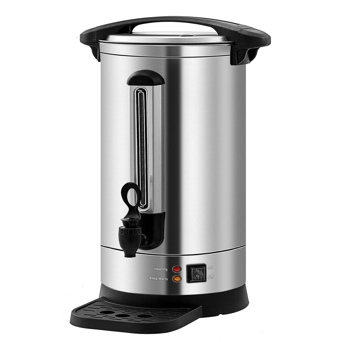 Commercial Coffee Urn, 65 Cups Stainless Steel Large Coffee Dispenser, 1500W 110V Electric Coffee Maker Urn For Quick Brewing, Hot Water Urn with Detachable Power Cord for Easy Cleaning, Silver