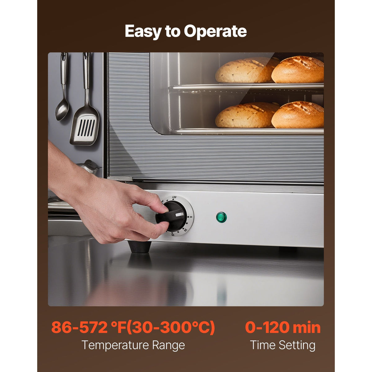 Commercial Convection Oven, 4.24 cu.ft Countertop Oven for Full-Size Pans, Electric Convection Ovens with 4 Racks, 360° Hot Air Circulation, for Bakery, Restaurant & Pizza Shop (208-240V 5000W)