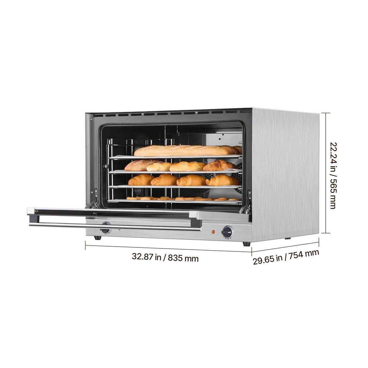 Commercial Convection Oven, 4.24 cu.ft Countertop Oven for Full-Size Pans, Electric Convection Ovens with 4 Racks, 360° Hot Air Circulation, for Bakery, Restaurant & Pizza Shop (208-240V 5000W)