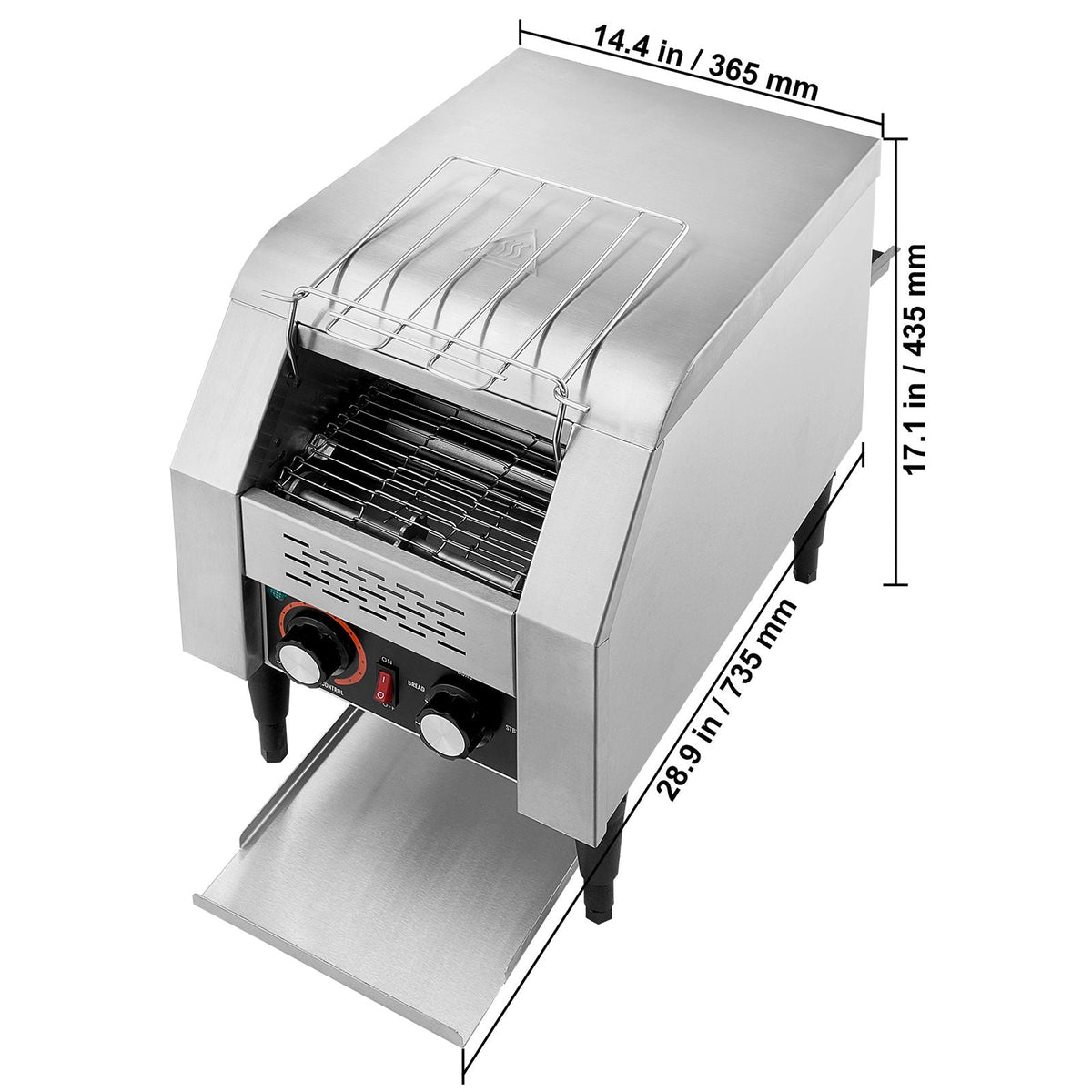 Commercial Conveyor Toaster, 150 Slices/Hour Conveyor Belt Toaster, Heavy Duty Stainless Steel Commercial Toaster Oven, Electric Restaurant Commercial Toaster for Toast Bun, Bagel, Bread