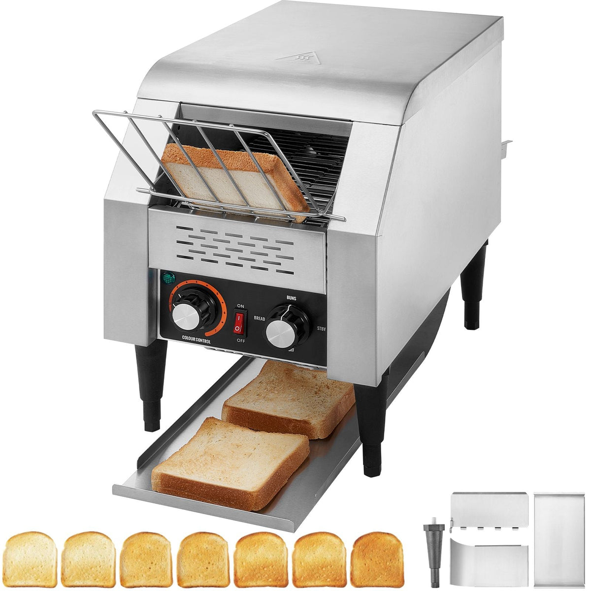 Commercial Conveyor Toaster, 150 Slices/Hour Conveyor Belt Toaster, Heavy Duty Stainless Steel Commercial Toaster Oven, Electric Restaurant Commercial Toaster for Toast Bun, Bagel, Bread
