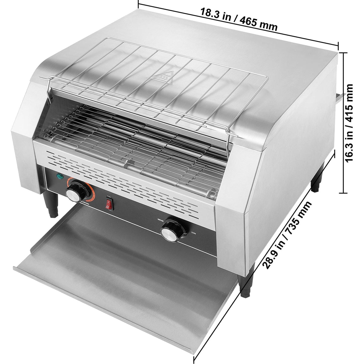 Commercial Conveyor Toaster, 450 Slices/Hour Conveyor Belt Toaster, Heavy Duty Stainless Steel Commercial Toaster Oven, Electric Restaurant Commercial Toaster for Toast Bun, Bagel, Bread