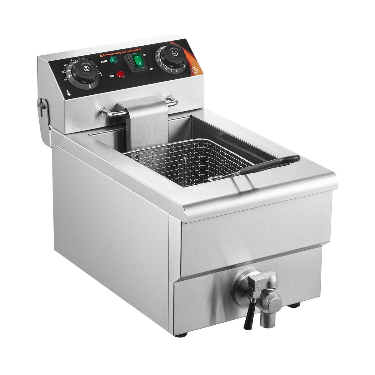Commercial Deep Fryer, 1500W Electric Countertop Fryer with Basket, 11.6Qt / 11L Stainless Steel Single Oil Fryer with Time & Temp Control, Overheat Protection, for Kitchen Restaurant Use