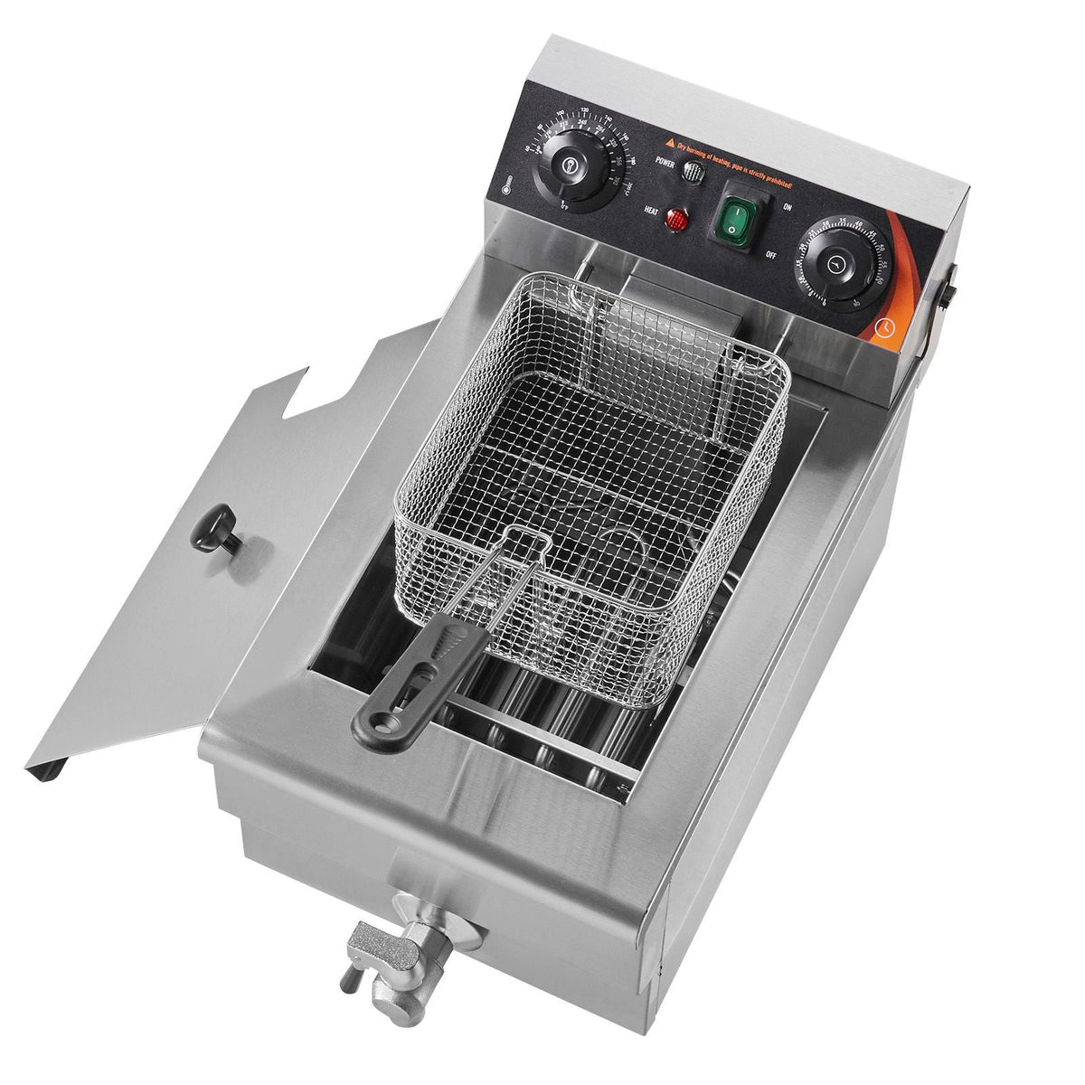 Commercial Deep Fryer, 1500W Electric Countertop Fryer with Basket, 11.6Qt / 11L Stainless Steel Single Oil Fryer with Time & Temp Control, Overheat Protection, for Kitchen Restaurant Use