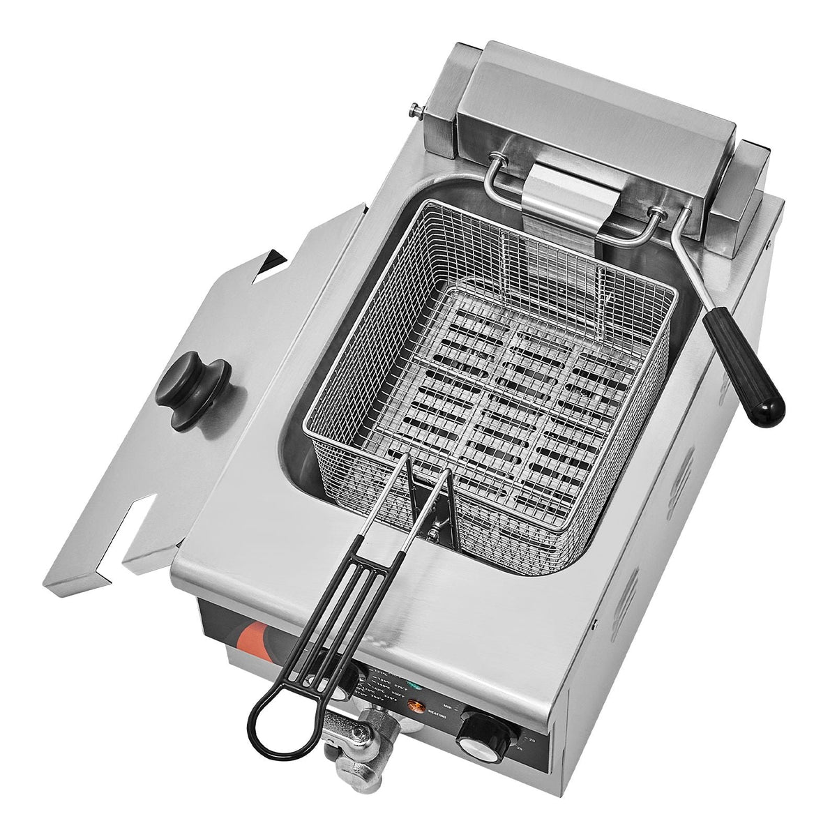 Commercial Deep Fryer, 1750W Electric Countertop Fryer with Basket, 9Qt /8.5 L Single Oil Fryer, 1mm Thickened Stainless Steel, Time & Temp Control, for Kitchen Restaurant Use, Silver