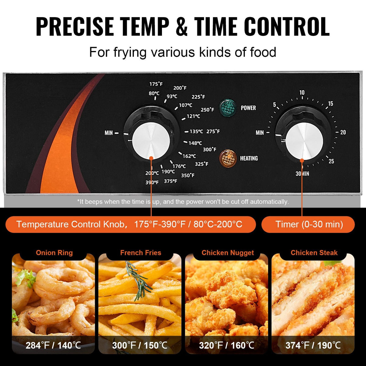 Commercial Deep Fryer, 1750W Electric Countertop Fryer with Basket, 9Qt /8.5 L Single Oil Fryer, 1mm Thickened Stainless Steel, Time & Temp Control, for Kitchen Restaurant Use, Silver