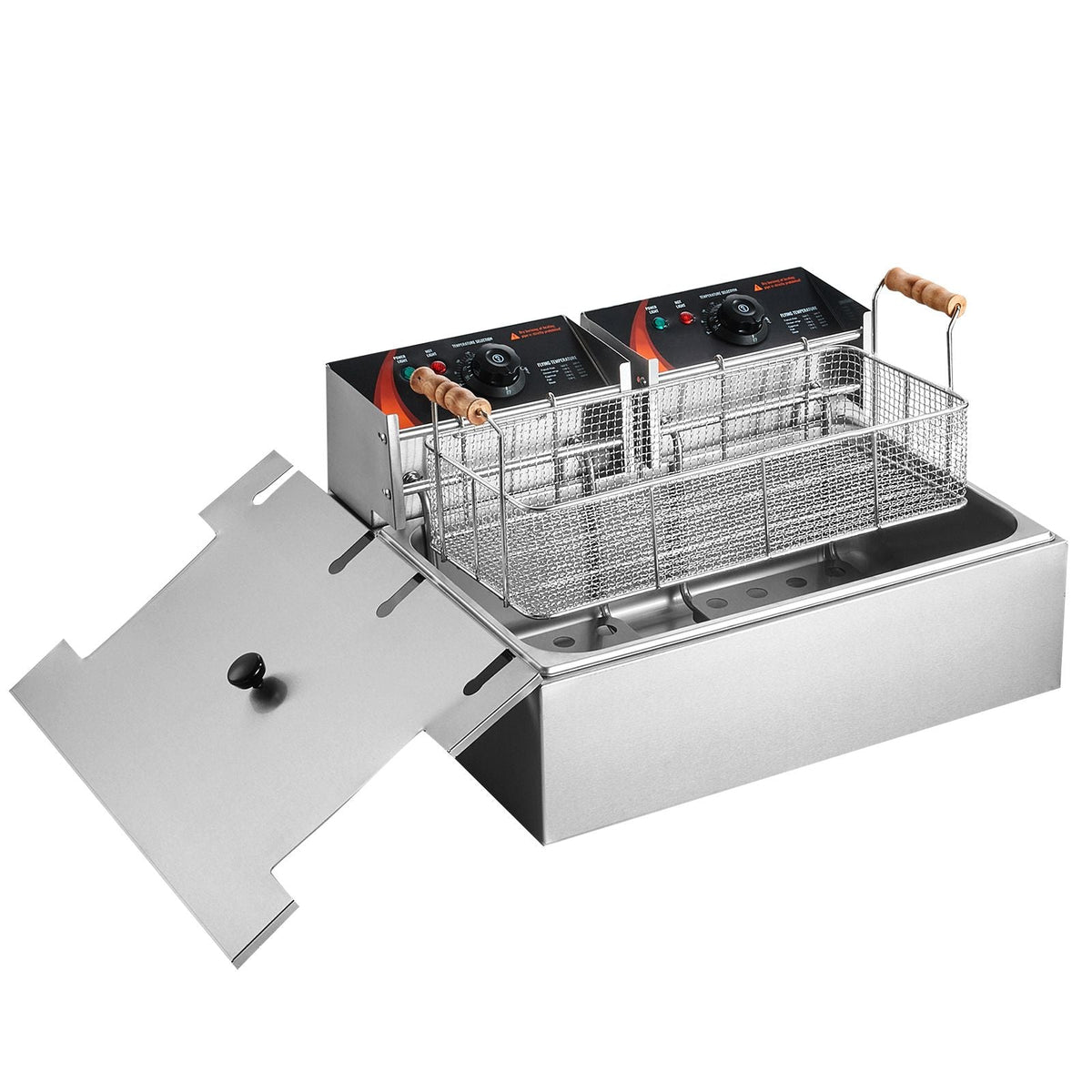 Commercial Deep Fryer, 3000W Electric Turkey Fryer with 3 Removable Baskets, Large Capacity 18Qt / 17L Stainless Steel Countertop Single Oil Fryer, for Kitchen Restaurant Use, Silver