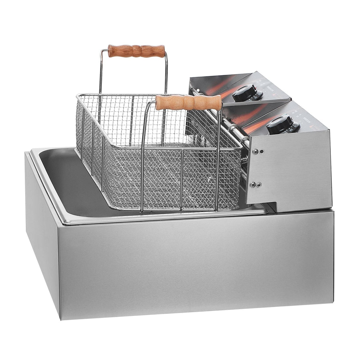 Commercial Deep Fryer, 3000W Electric Turkey Fryer with 3 Removable Baskets, Large Capacity 18Qt / 17L Stainless Steel Countertop Single Oil Fryer, for Kitchen Restaurant Use, Silver