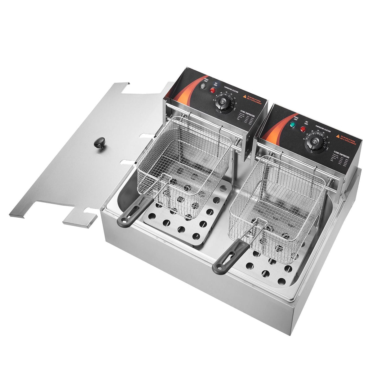 Commercial Deep Fryer, 3000W Electric Turkey Fryer with 3 Removable Baskets, Large Capacity 18Qt / 17L Stainless Steel Countertop Single Oil Fryer, for Kitchen Restaurant Use, Silver