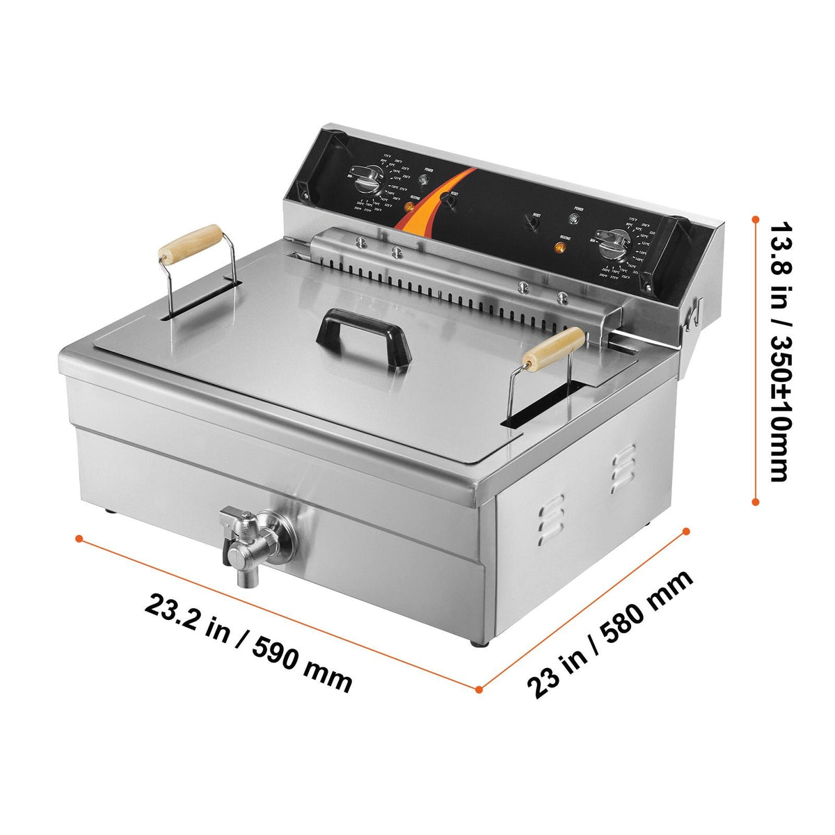 Commercial Deep Fryer, 3000W Electric Turkey Fryer with Basket, Large Capacity 30.6Qt / 29L Countertop Single Oil Fryer, Stainless Steel, Temp Control, for Kitchen Restaurant Use, Silver