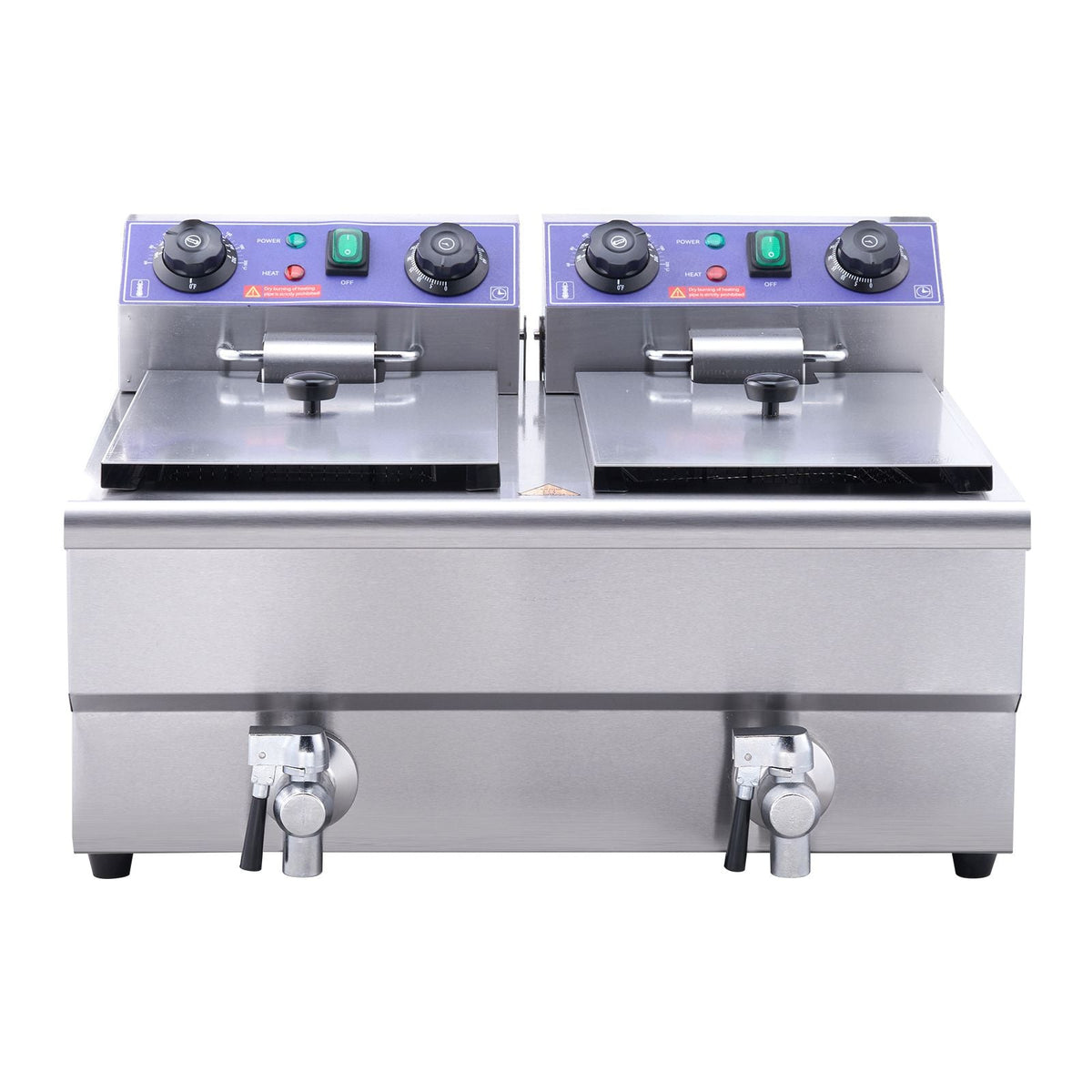 Commercial Deep Fryer, Dual Tank 3000W Electric Countertop Fryer with Basket, 2 x 11.6Qt/11L Double Stainless Steel Oil Fryer with Oil Filtration, Time & Temp Control, for Kitchen Restaurant Use