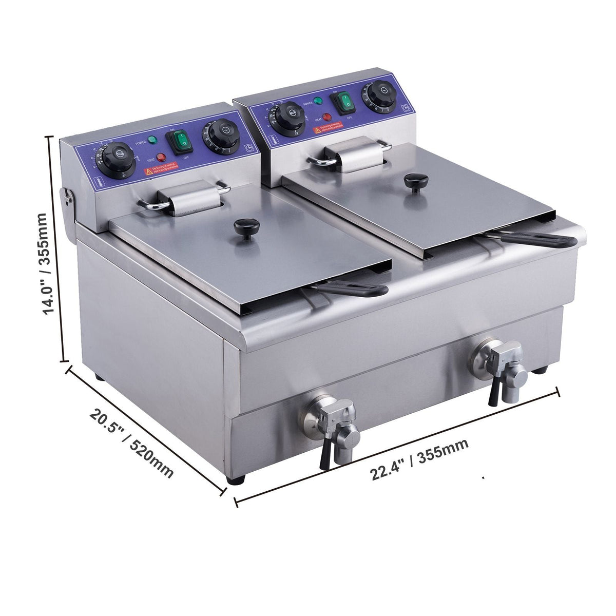 Commercial Deep Fryer, Dual Tank 3000W Electric Countertop Fryer with Basket, 2 x 11.6Qt/11L Double Stainless Steel Oil Fryer with Oil Filtration, Time & Temp Control, for Kitchen Restaurant Use