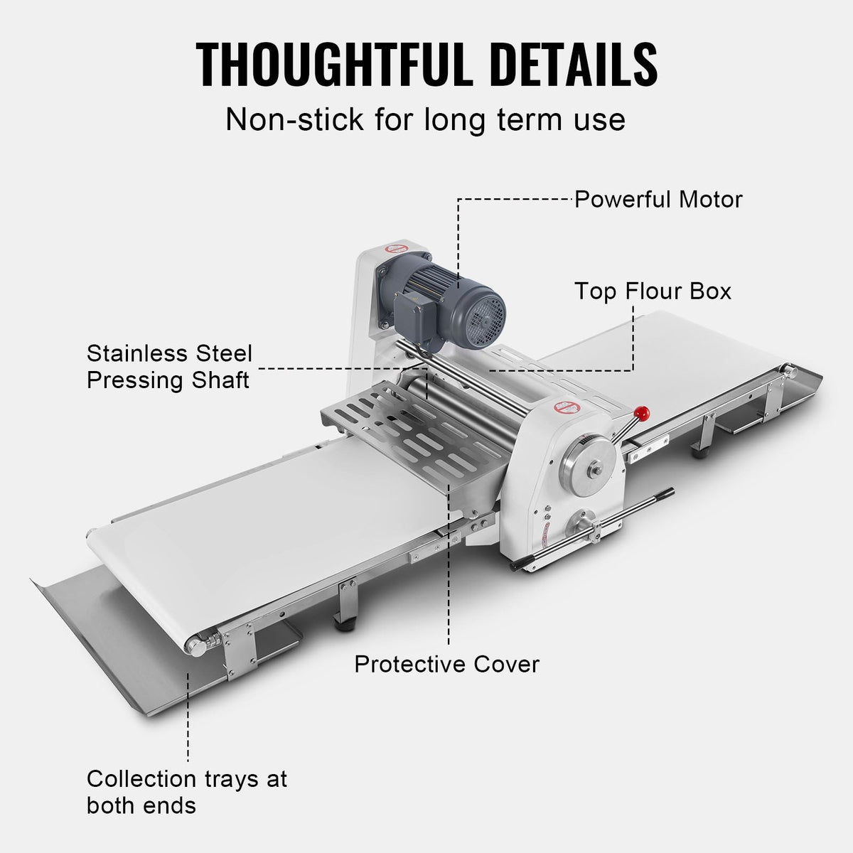 Commercial Dough Sheeter Machine, 19.7-Inch Reversible Puff Pastry Sheeter and Fondant Roller, Electric Dough Roller 0-1.4" Adjustable Thickness, Folding Dough Sheeter for Bakeries, Pastries