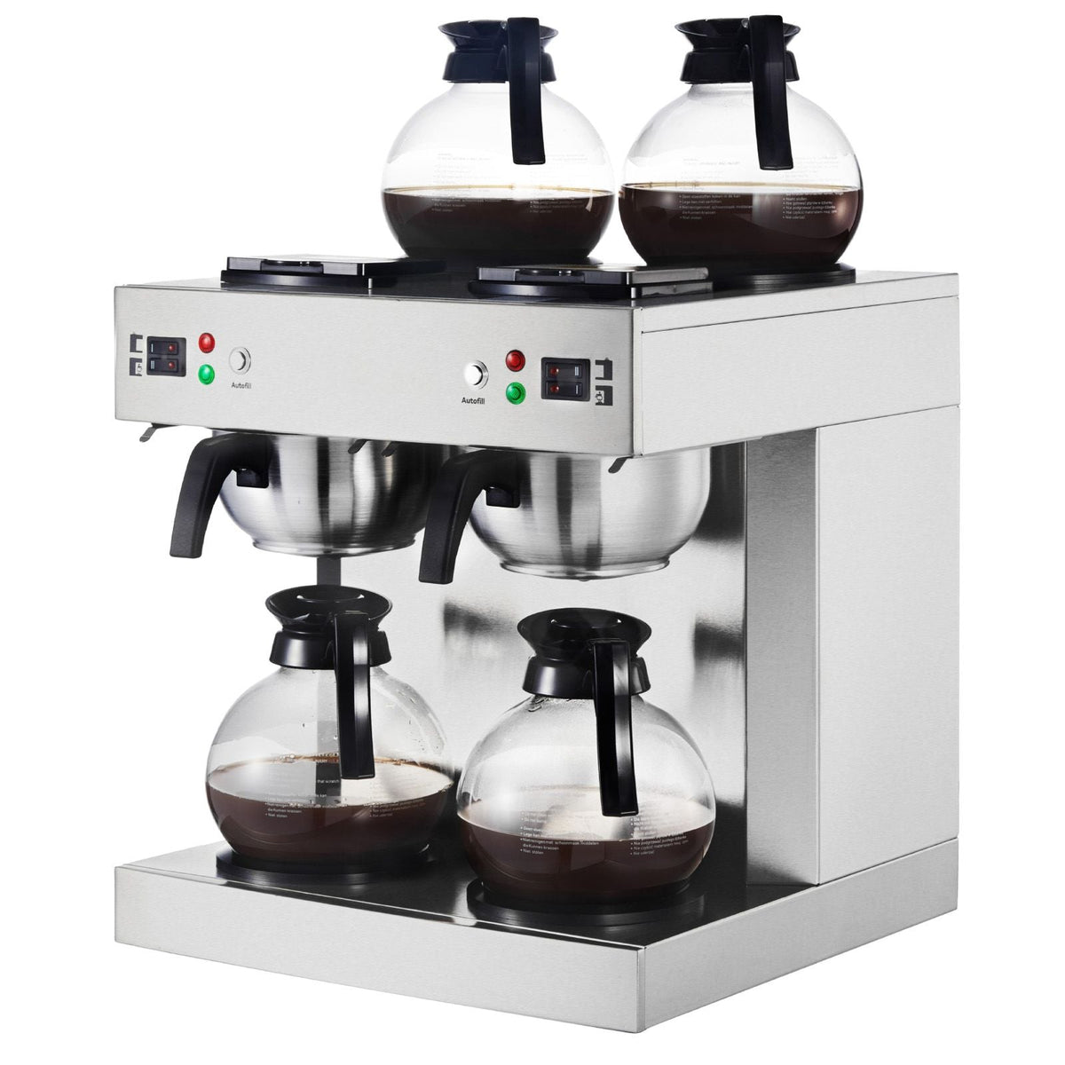 Commercial Drip Coffee Maker, 24 Cups Coffee-Maker Machine with 4 Glass Carafes and 4 Decanter Warmer Plates, Stainless Steel Dual-Head Coffee Brewer, for Restaurant, Office, Coffee Shop & Home