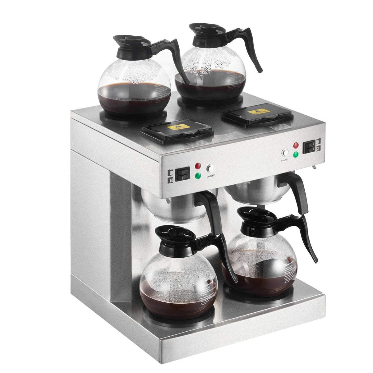 Commercial Drip Coffee Maker, 24 Cups Coffee-Maker Machine with 4 Glass Carafes and 4 Decanter Warmer Plates, Stainless Steel Dual-Head Coffee Brewer, for Restaurant, Office, Coffee Shop & Home