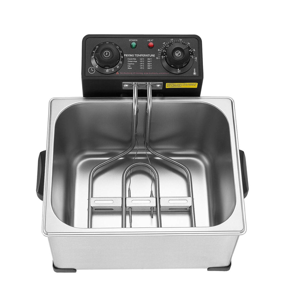 Commercial Electric Deep Fryer, 9.51 Qt, 1700W Stainless Steel Countertop Fryer with Large & Small Baskets, Overheat Protection, Temp Control, Timer, Detachable for Home Restaurant Use, Silver