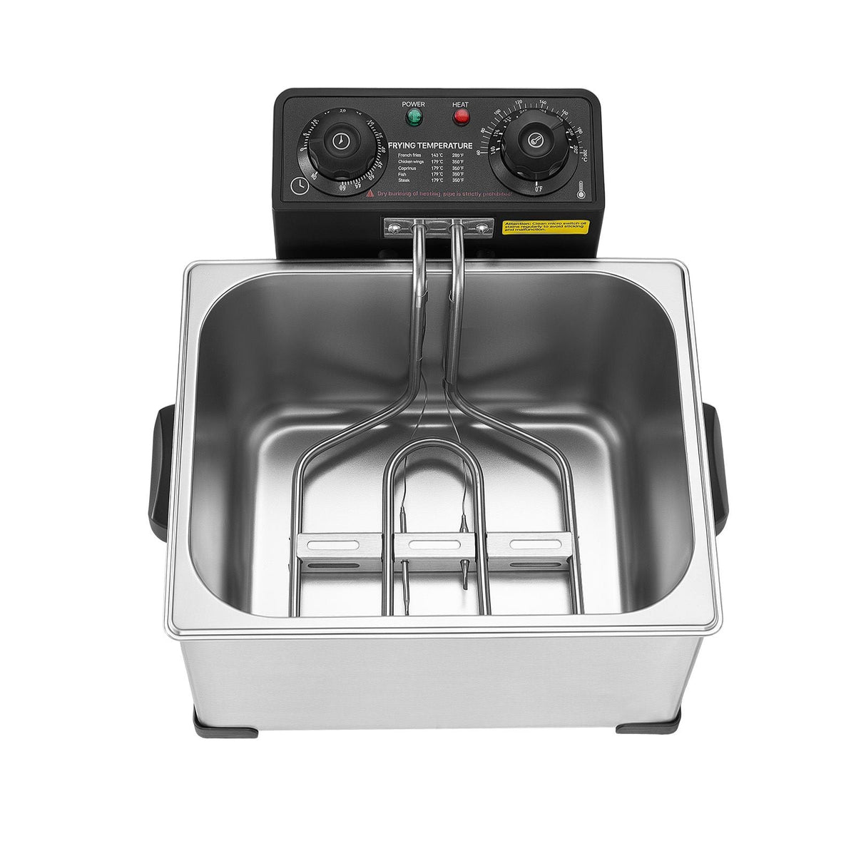Commercial Electric Deep Fryer, 9.51 Qt, 1700W Stainless Steel Countertop Fryer with Large & Small Baskets, Overheat Protection, Temp Control, Timer, Detachable for Home Restaurant Use, Silver