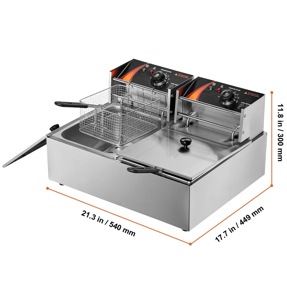 Commercial Electric Deep Fryer Countertop Deep Fryer Dual Detachable Tanks