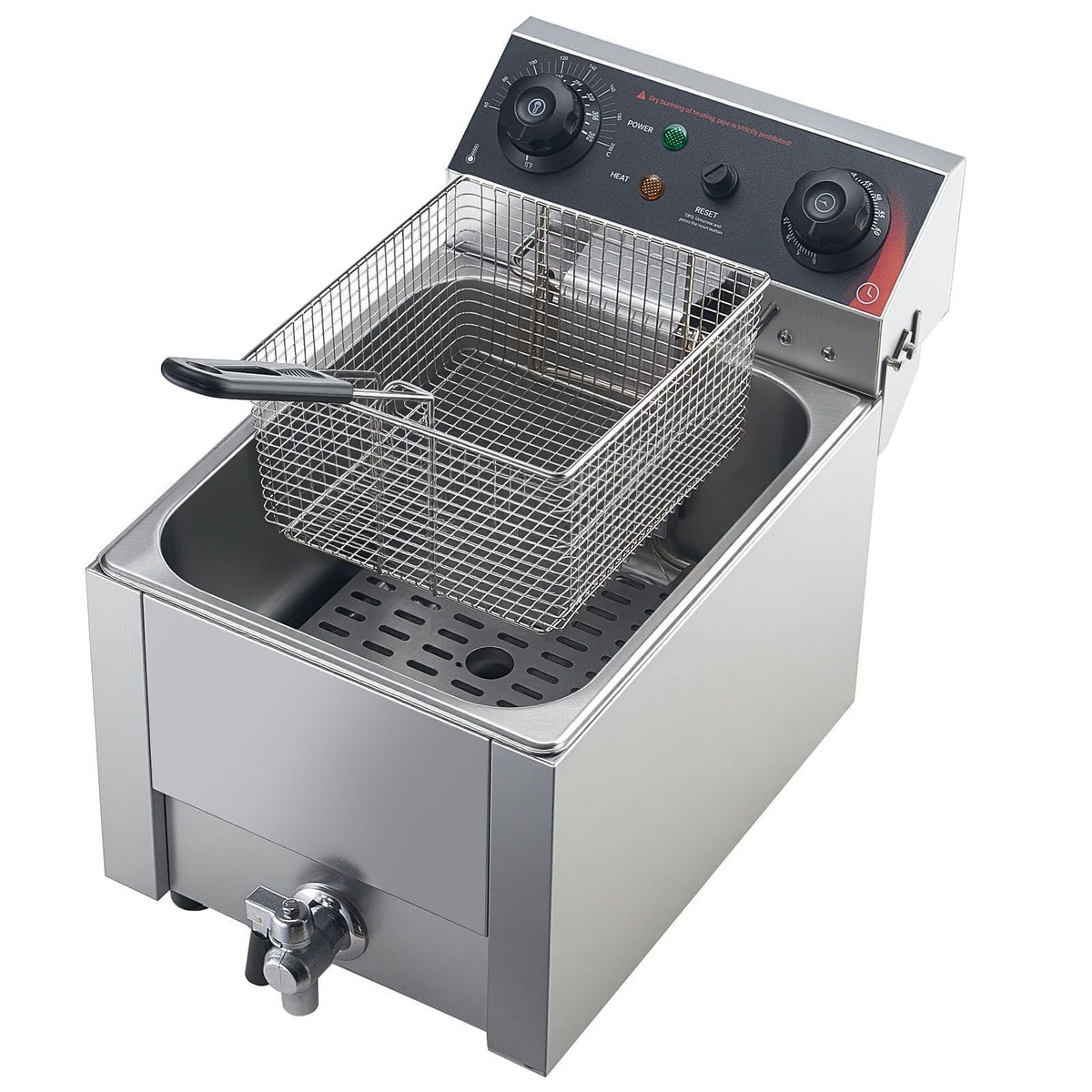 Commercial Electric Deep Fryer, Oil Filtration Upgrade, 9.51 Qt, 1750W Stainless Steel Countertop Fryer with Basket and Lid, Temp Control, Oil Drain Valve for Commercial Restaurant Use, Silver