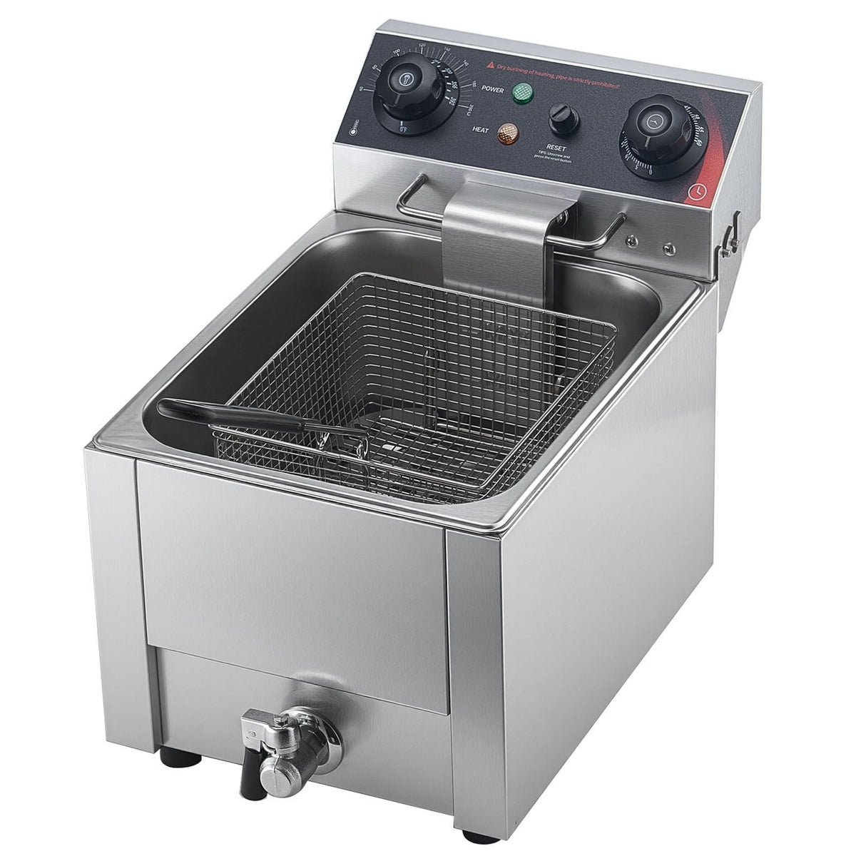 Commercial Electric Deep Fryer, Oil Filtration Upgrade, 9.51 Qt, 1750W Stainless Steel Countertop Fryer with Basket and Lid, Temp Control, Oil Drain Valve for Commercial Restaurant Use, Silver