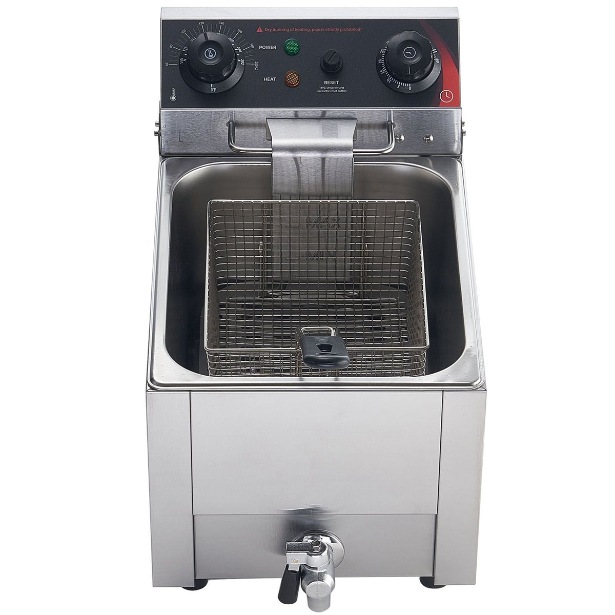 Commercial Electric Deep Fryer, Oil Filtration Upgrade, 9.51 Qt, 1750W Stainless Steel Countertop Fryer with Basket and Lid, Temp Control, Oil Drain Valve for Commercial Restaurant Use, Silver