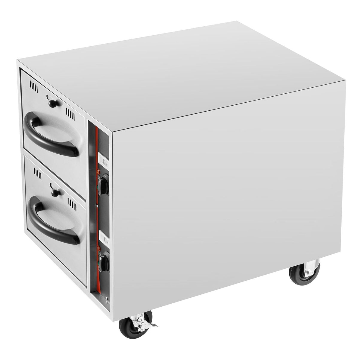Commercial Electric Drawer Warmer, 2 Full-Size Pan Stainless Steel Food Warmer, Freestanding Standard Warming Drawer Cabinet, 85 Fahrenheit –185 Fahrenheit Wide Temperature Range